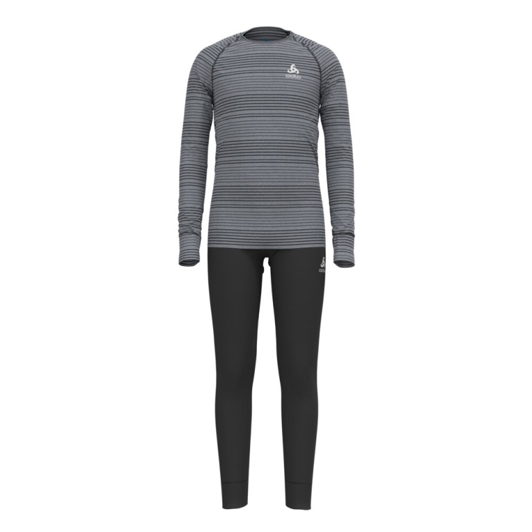 Odlo Long Sleeve Shirt + Trousers Active Warm Eco (warm, soft, brushed inside) Underwear grey/black Kids